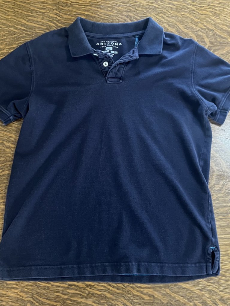 Arizona Vintage Wash Sz Large Mens Black Short Sleeve Polo Shirt